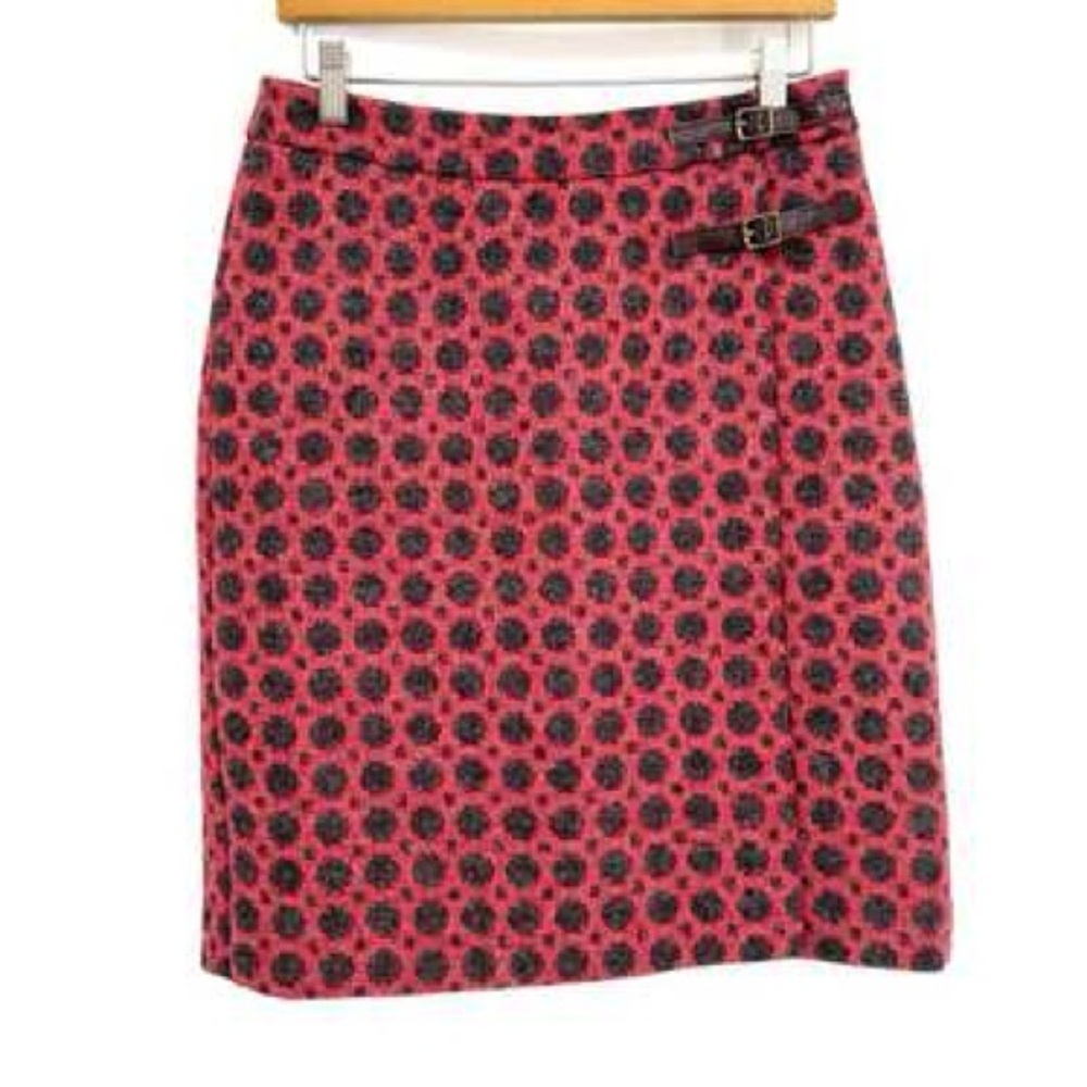 Boden British Tweed by Moon Wool Polka Dot Faux Wrap Skirt